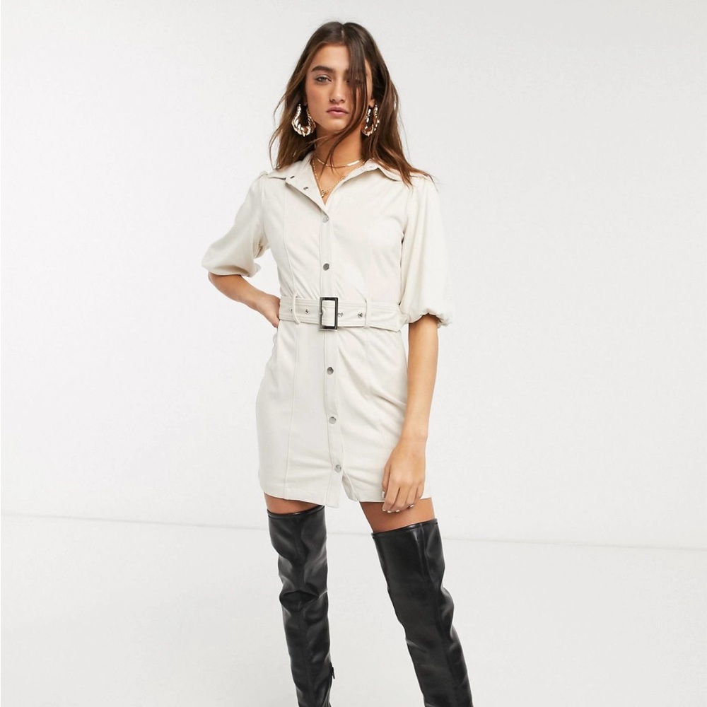 Faux Suede Cream Dress